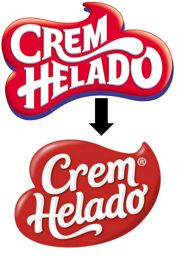 Antes y después del logo de Crem Helado